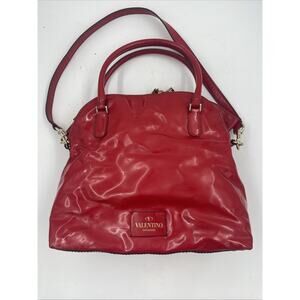 Vintage Valentino Red Leather Purse Women's Handbag Pre-Owned Good